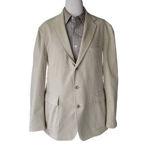 Polo Ralph Lauren Preppy Career Blazer Men's Size 44L Beige Chino Cotton Stretch